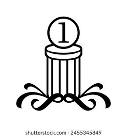 Primer lugar Icono de premio Vector. Columna número uno. Símbolo del podio de la victoria.