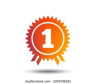 First place award sign icon. Prize for winner symbol. Blurred gradient design element. Vivid graphic flat icon. Vector