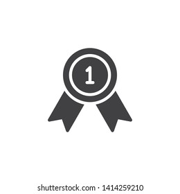 First place award vector icon. filled flat sign for mobile concept and web design. Award, medal badge glyph icon. Winner, victory symbol, logo illustration. Vector graphics
