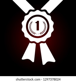 First place award, winner badge icon. Emblem for design, web