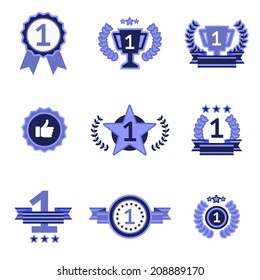 First Place Badges and Winner Ribbons vector illustration