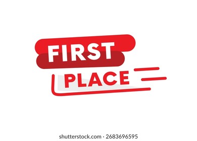 Primer lugar - etiqueta de Anuncio o plataforma de publicación social. Elemento de anuncio de Vector Sello artístico para uso social.