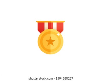 First place competition winner. Win number one. Champion celebration with gold medal, trophy. Vector illustration banner. Victory military award honor