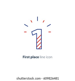 First place concept, vector mono line icon