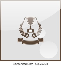 First place cup award sign icon.