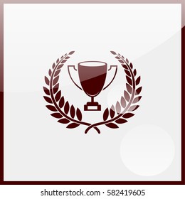 First place cup award sign icon.