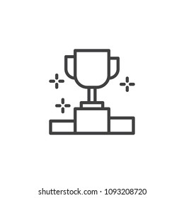 First place cup outline icon. linear style sign for mobile concept and web design. Winner podium simple line vector icon. Symbol, logo illustration. Pixel perfect vector graphics
