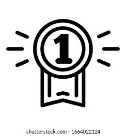 Icono de emblema de primer lugar. Icono de vector de símbolo de esquema para diseño web aislado en fondo blanco