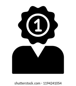 First place emblem over human head is icon for first place 