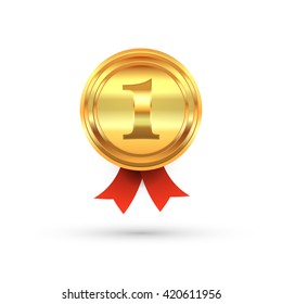 First place gold medal, vector icon