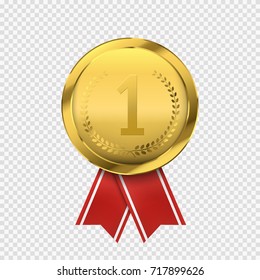 First place golden medal isolated. Vector award icon. Winner concept.