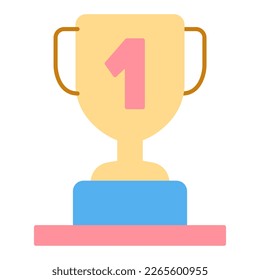 First place golf winner cup - icon, illustration on white background, flat color style