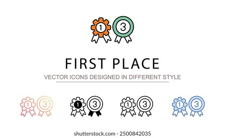First Place icon design with white background stock illustration