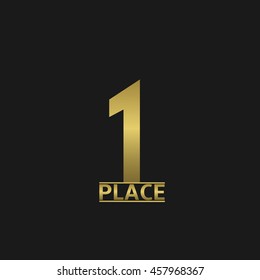 First place icon, golden number one symbol. Vector illustration