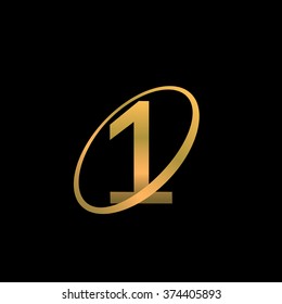 First place icon. Golden symbol, Vector illustration