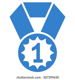 First place icon. Vector style is flat symbols, cobalt color, rounded angles, white background.