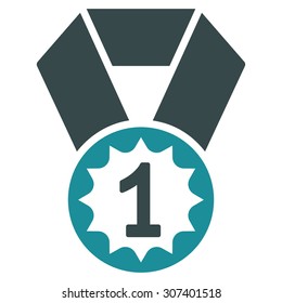 First place icon. Vector style is flat bicolor symbols, soft blue colors, rounded angles, white background.