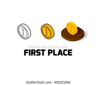 First place icon, vector symbol in flat, outline and isometric style