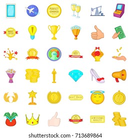 First place icons set. Cartoon style of 36 first place vector icons for web isolated on white background