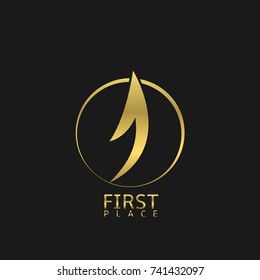 First place label. Creative Golden Number one logo emblem