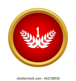 First place with laurel branches icon in simple style on a white background