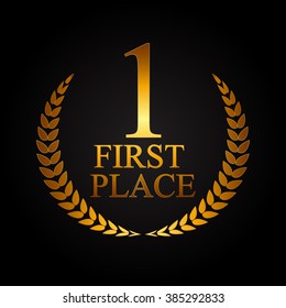 First Place Laurel Design Label Vector Illustration EPS10