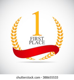 First Place Laurel Design Label Vector Illustration EPS10