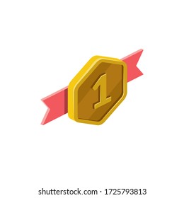 First place medal awards. Vector 3d isometric, color web icon, new flat style. Creative illustration design, isolated graphic idea for infographics.