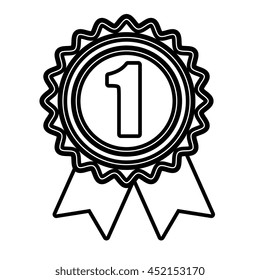 First place medal in black and white colors, vector illustration graphic.