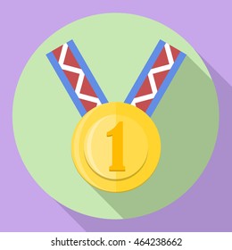 First place medal icon, flat design