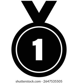 First Place Medal Icon, Vector Illustration for Winner or Competition.