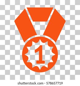 First Place Medal icon. Vector illustration style is flat iconic symbol, orange color, transparent background. Designed for web and software interfaces.