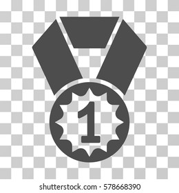 First Place Medal icon. Vector illustration style is flat iconic symbol, gray color, transparent background. Designed for web and software interfaces.