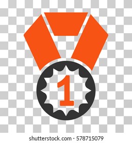 First Place Medal icon. Vector illustration style is flat iconic bicolor symbol, orange and gray colors, transparent background. Designed for web and software interfaces.