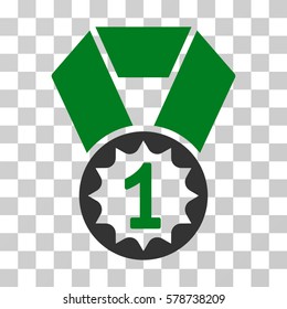 First Place Medal icon. Vector illustration style is flat iconic bicolor symbol, green and gray colors, transparent background. Designed for web and software interfaces.