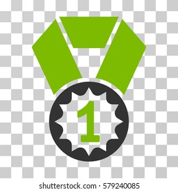 First Place Medal icon. Vector illustration style is flat iconic bicolor symbol, eco green and gray colors, transparent background. Designed for web and software interfaces.