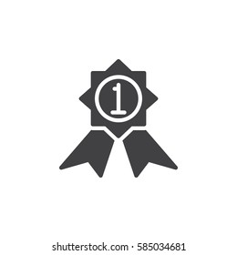 First place medal icon vector, filled flat sign, solid pictogram isolated on white. Best product symbol, logo illustration