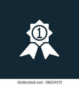 First place medal icon vector, filled flat sign, solid white pictogram. Best product symbol, logo illustration