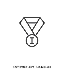 First place medal line icon. linear style sign for mobile concept and web design. Champion award medal outline vector icon. Symbol, logo illustration. Vector graphics