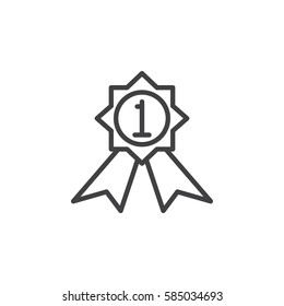 First place medal line icon, outline vector sign, linear style pictogram isolated on white. Best product symbol, logo illustration