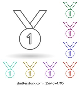 First place medal multi color icon. Simple thin line, outline vector of succes and awards icons for ui and ux, website or mobile application