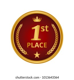 First place medal on white background. Vector illustration