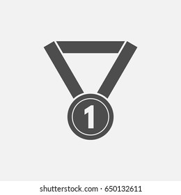 First place medal simple icon. Monochrome illustration.