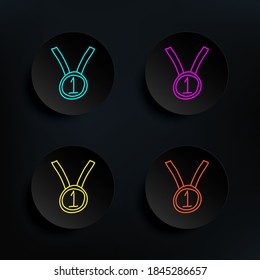 First place medal sketch dark badge color set icon. Simple thin line, outline vector of education icons for ui and ux, website or mobile application