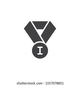 First place medal vector icon. filled flat sign for mobile concept and web design. Champion award medal glyph icon. Symbol, logo illustration. Vector graphics