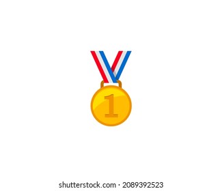 Icono aislado del vector de medalla en primer lugar. Ilustración de Emoji. Emoticono de vector de medalla de oro