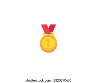 Icono aislado del vector de medalla en primer lugar. Ilustración de emoji con medalla de oro. Emoticono aislado del vector medal