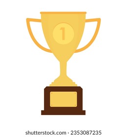 First Place or Number 1 Winner Award  Golden Trophy Cup Isolated on White Background. Champion and Winning Concept. Vector Illustration