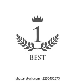 First place, number one, golden laurel wreath creative symbol concept. Trophy, cup abstract business logo idea. Award, win, winner icon. Corporate identity logotype, company graphic design tamplate 