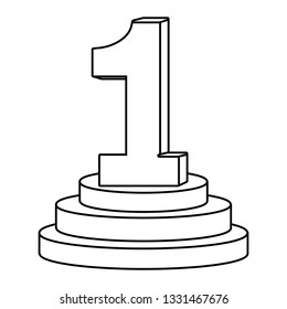 First place on podium isolated black and white